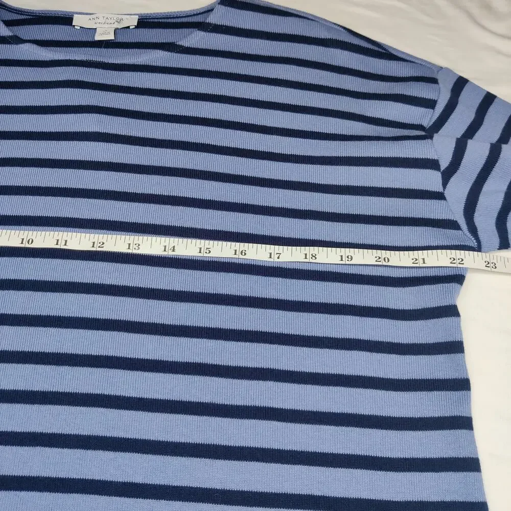 NWT Ann Taylor Weekend Collection Relaxed Sailor Striped Long Sleeve Top Large P - Picture 10 of 11
